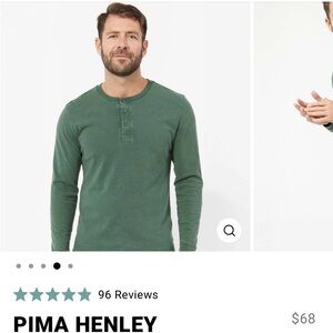 Ash & Erie Pima Henley Green Shirt - Size L